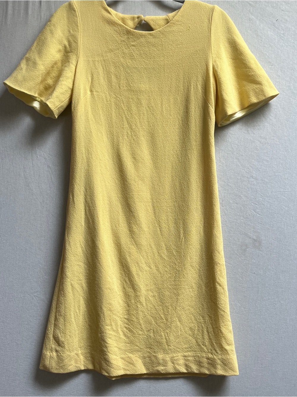 Goat Yellow 100% Wool Short Sleeve Shift Dress UK Made Size 4